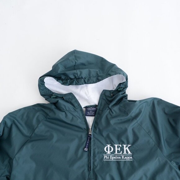 VTG Charles River Apparel Frat House Collegiate Green Pullover Nylon Jacket M - Picture 11 of 11